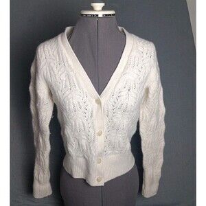 Polo RALPH LAUREN Womens  Cream ALPACA WOOL SWEATER Cardigan SIZE MEDIUM EUC